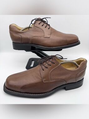 Studio Belvedere Bay Bridge Brown Pebble Leather Derby Dress Shoes Men Size 11 D